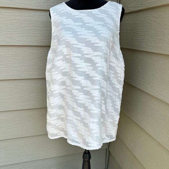 HALOGEN lace texturized sleeveless top white, women's XL - Picture 2 of 9